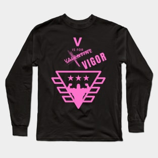 V is for Valentine Vigor Primary Black Long Sleeve T-Shirt